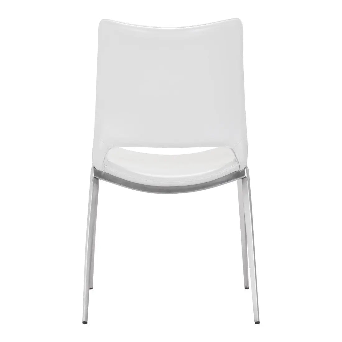 Set of Two White And Silver Upholstered Faux Leather Dining Side Chairs Homeroots Kitchen & Dining