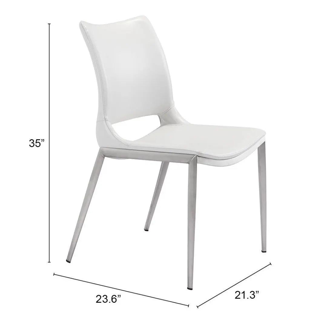 Set of Two White And Silver Upholstered Faux Leather Dining Side Chairs Homeroots Kitchen & Dining