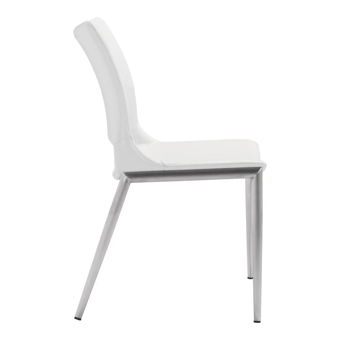 Set of Two White And Silver Upholstered Faux Leather Dining Side Chairs Homeroots Kitchen & Dining