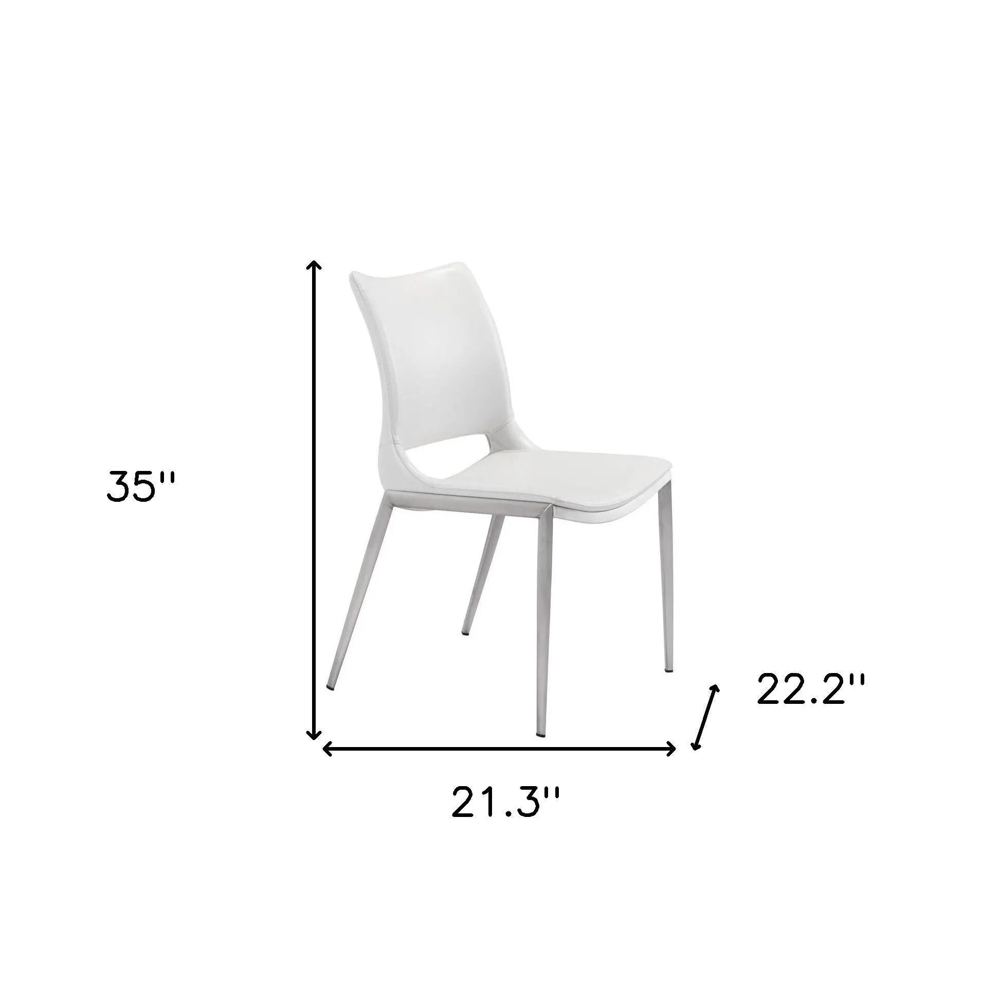 Set of Two White And Silver Upholstered Faux Leather Dining Side Chairs Homeroots Kitchen & Dining