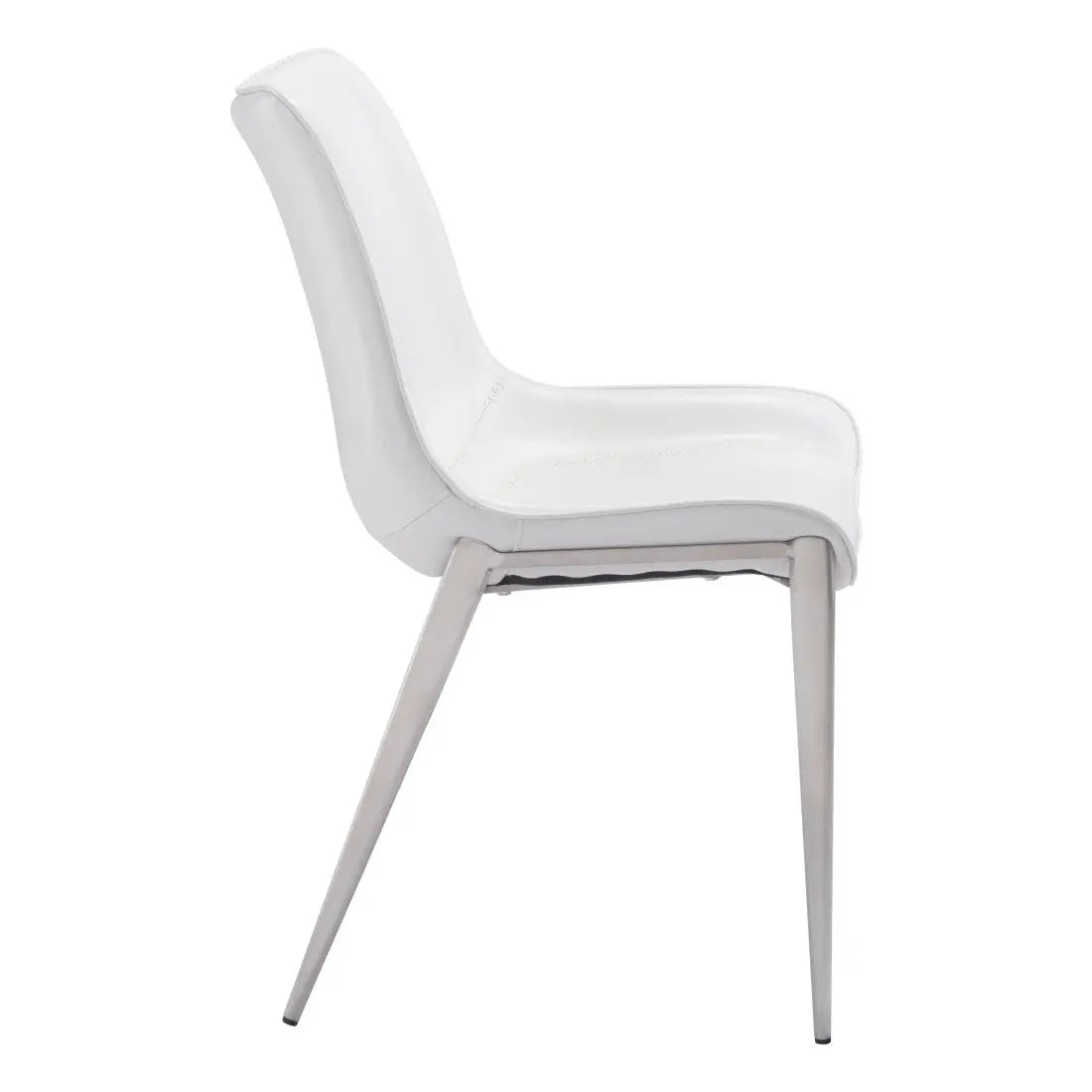 Set of Two White And Silver Upholstered Faux Leather Open Back Dining Side Chairs Homeroots Kitchen & Dining