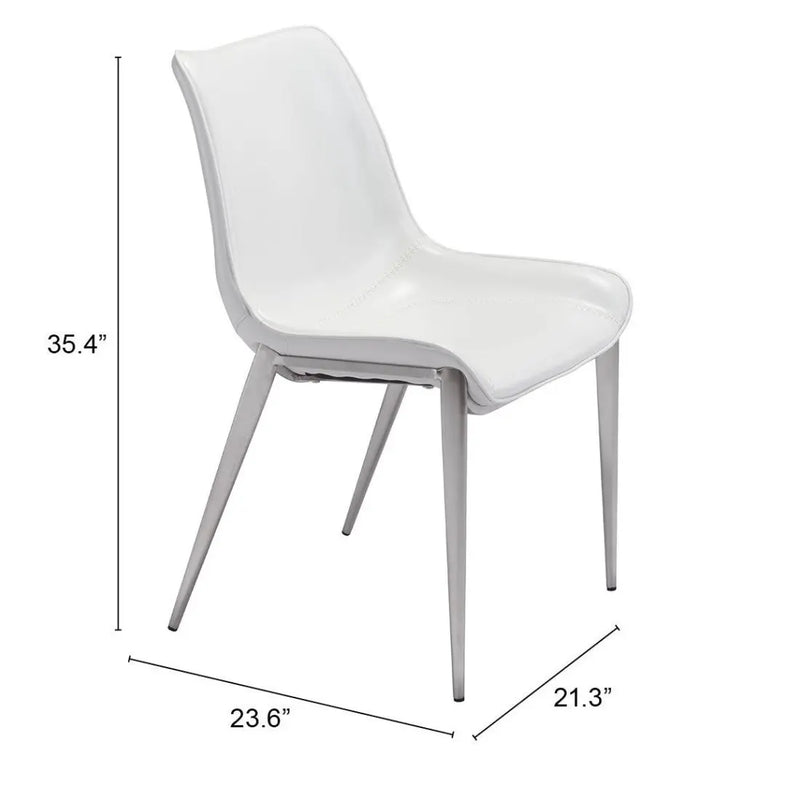 Set of Two White And Silver Upholstered Faux Leather Open Back Dining Side Chairs Homeroots Kitchen & Dining