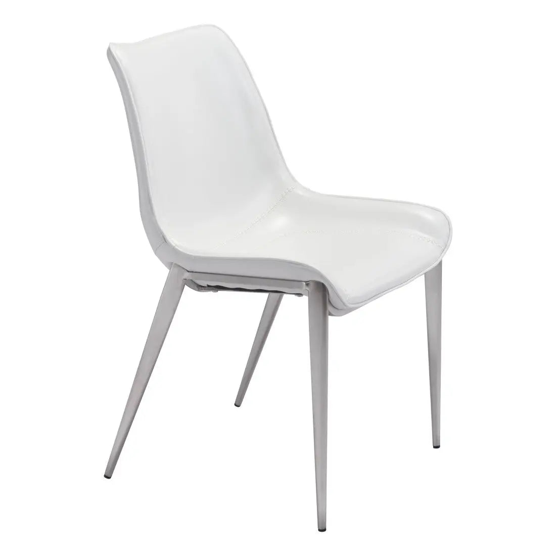 Set of Two White And Silver Upholstered Faux Leather Open Back Dining Side Chairs Homeroots Kitchen & Dining