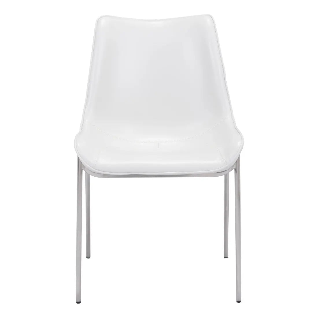 Set of Two White And Silver Upholstered Faux Leather Open Back Dining Side Chairs Homeroots Kitchen & Dining