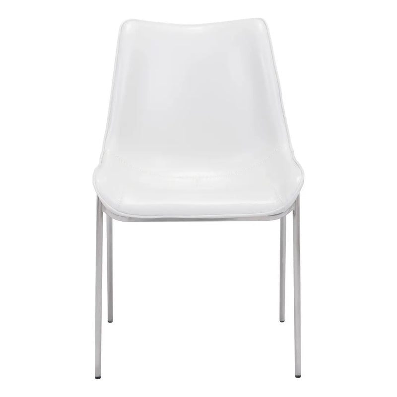 Set of Two White And Silver Upholstered Faux Leather Open Back Dining Side Chairs Homeroots Kitchen & Dining