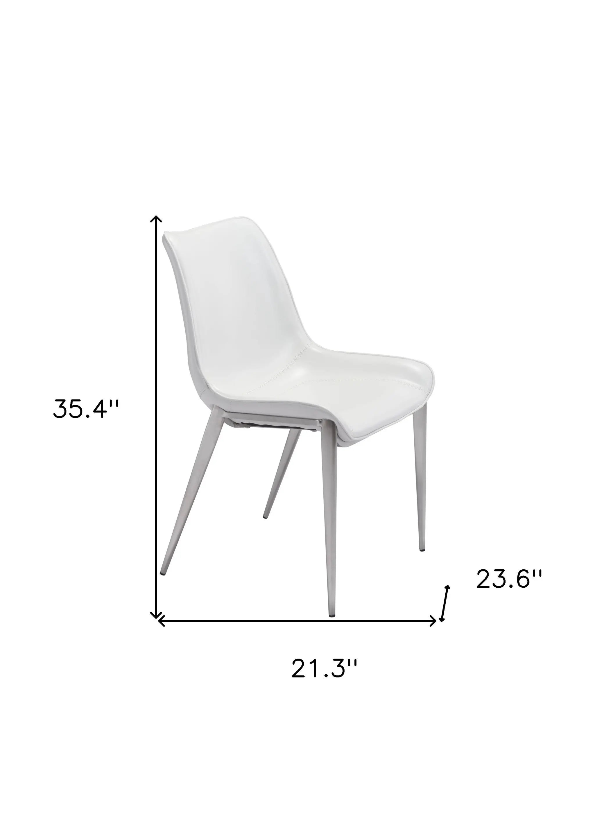 Set of Two White And Silver Upholstered Faux Leather Open Back Dining Side Chairs Homeroots Kitchen & Dining