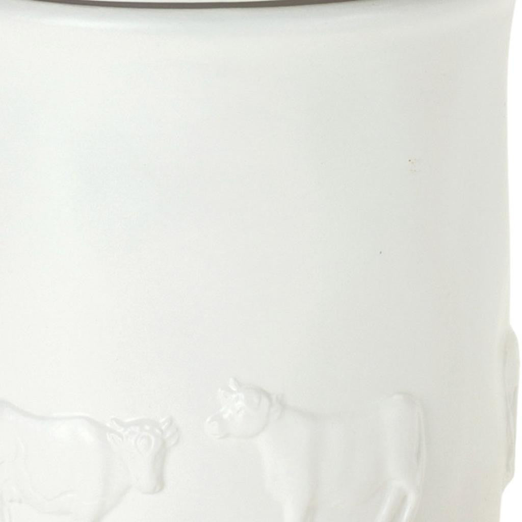 Set of Two White Ceramic Storage Canisters Homeroots Kitchen & Dining
