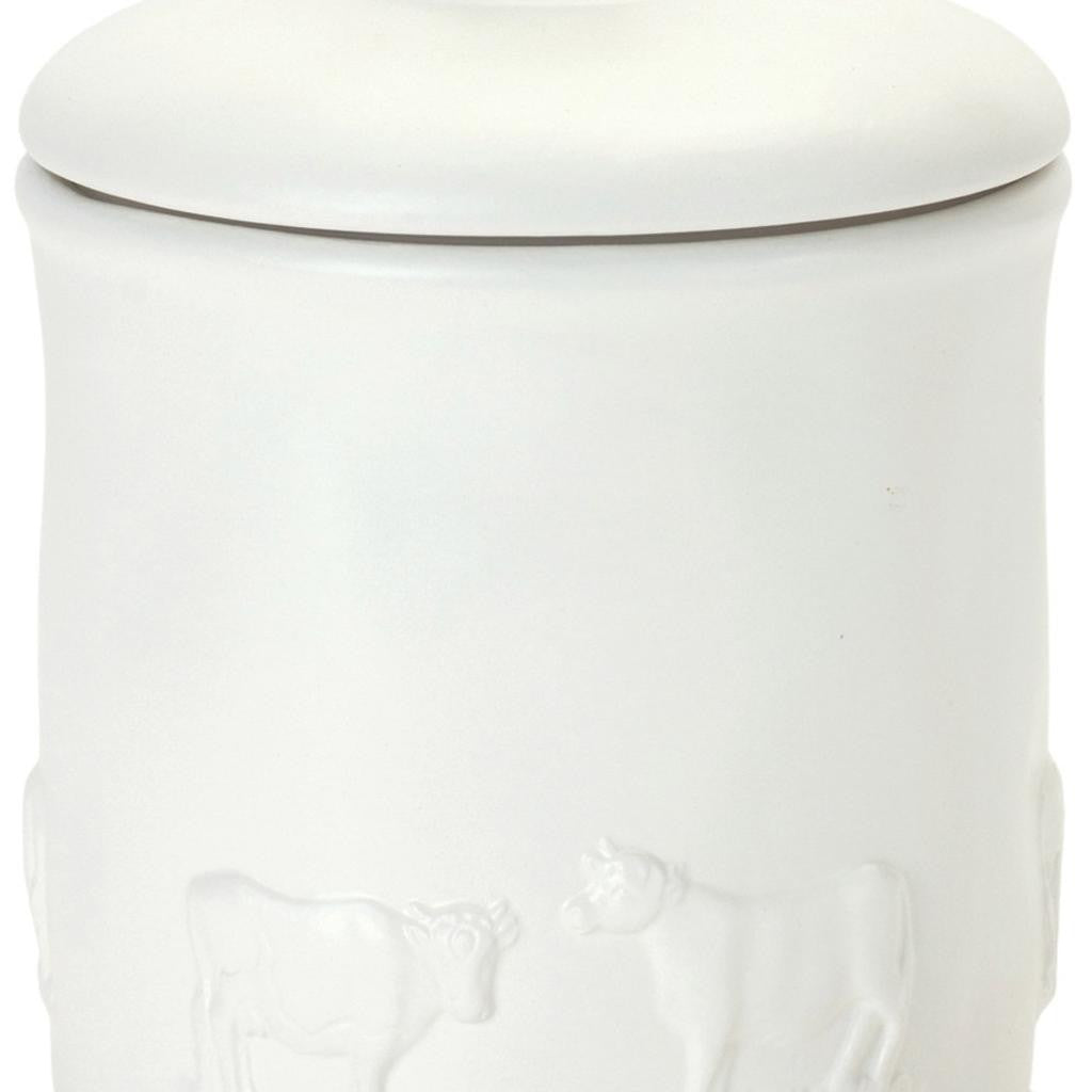 Set of Two White Ceramic Storage Canisters Homeroots Kitchen & Dining