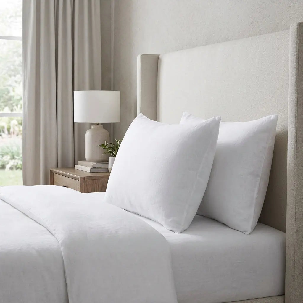 Set of Two White Linen King Pillowcases Homeroots Bed & Bath