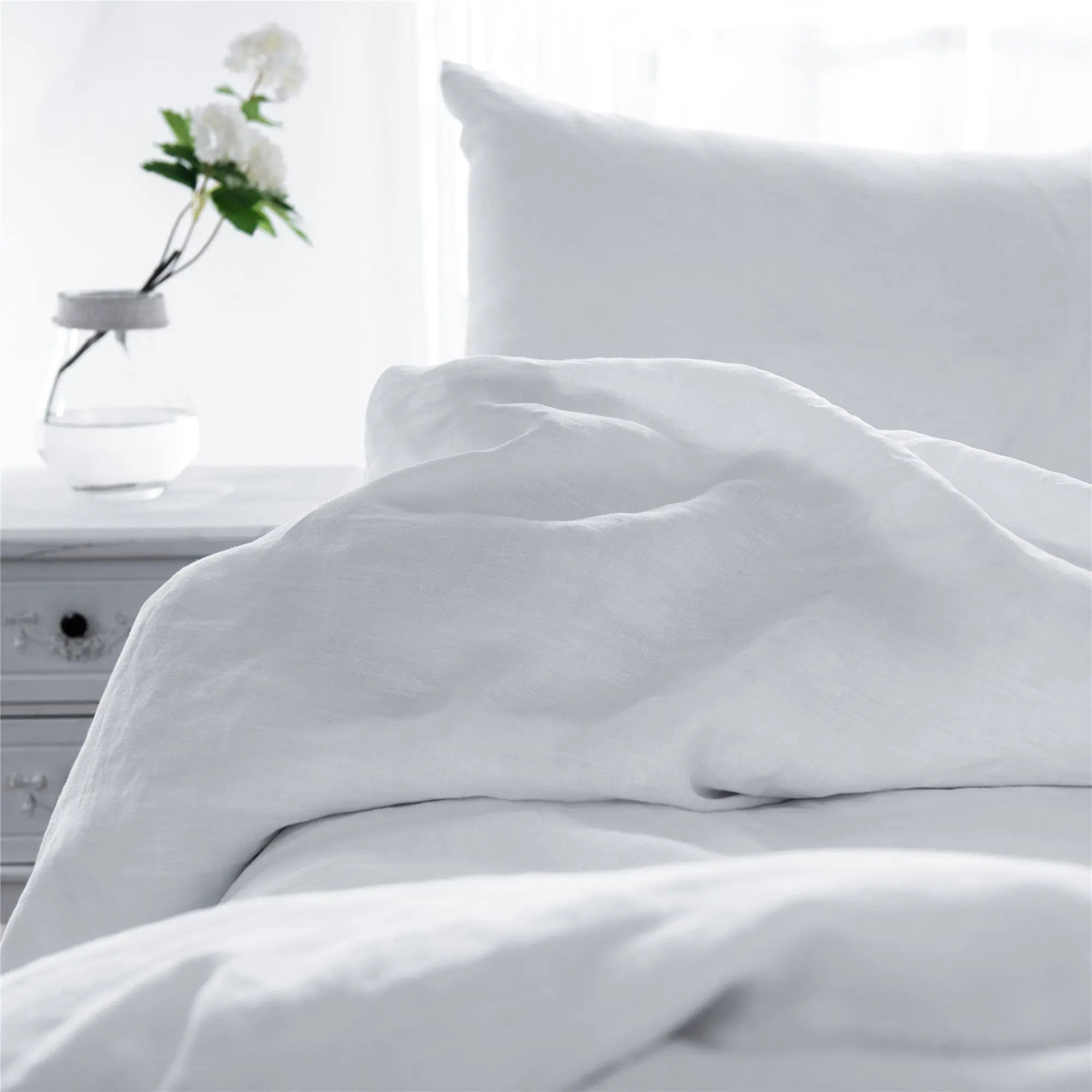 Set of Two White Linen King Pillowcases Homeroots Bed & Bath