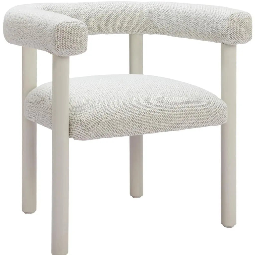 Set of Two White Upholstered And Aluminum Open Back Dining Arm Chairs Homeroots