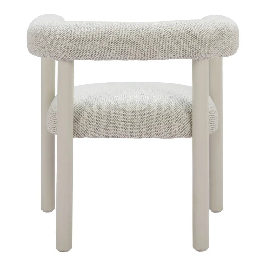 Set of Two White Upholstered And Aluminum Open Back Dining Arm Chairs Homeroots