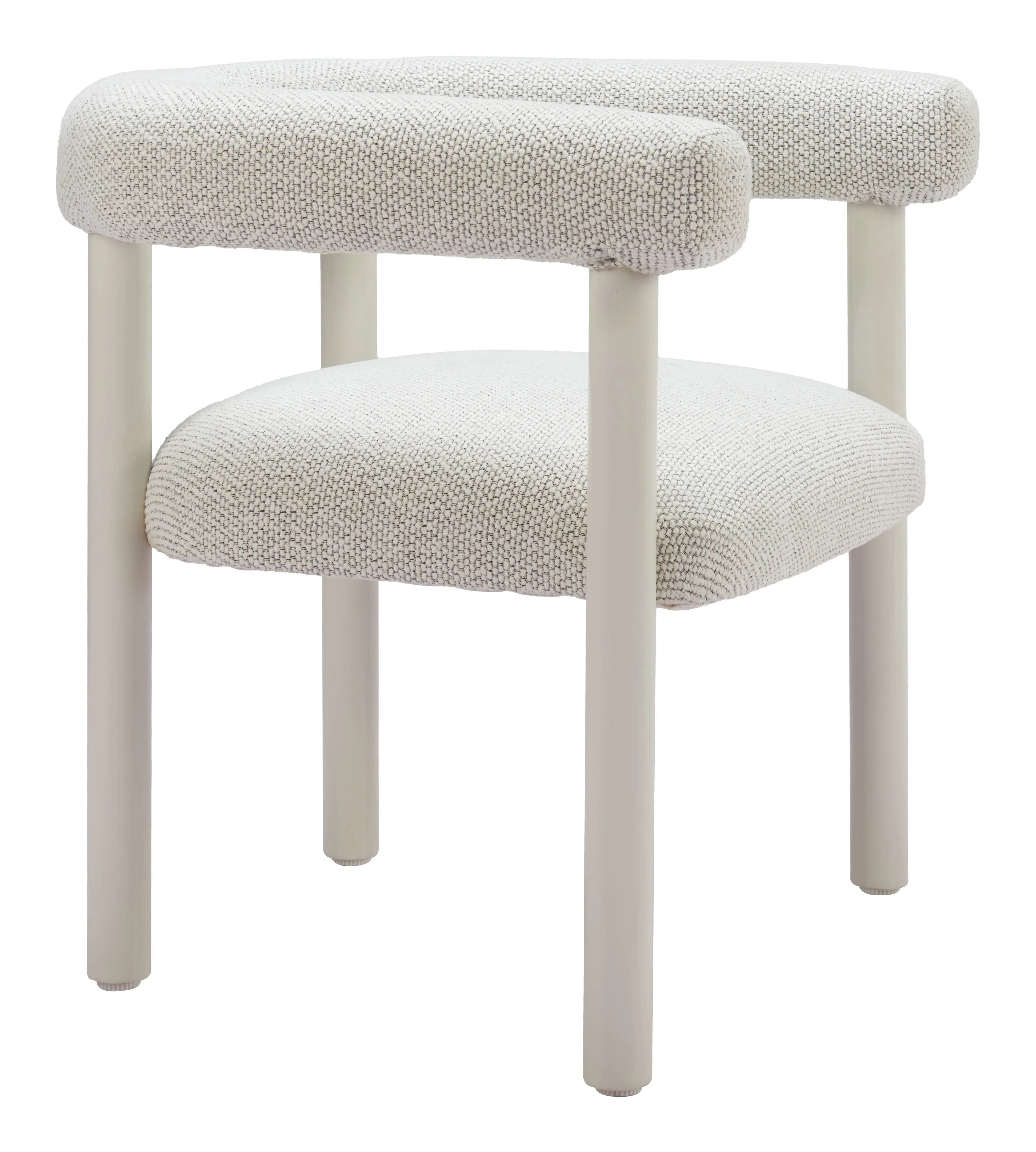 Set of Two White Upholstered And Aluminum Open Back Dining Arm Chairs Homeroots