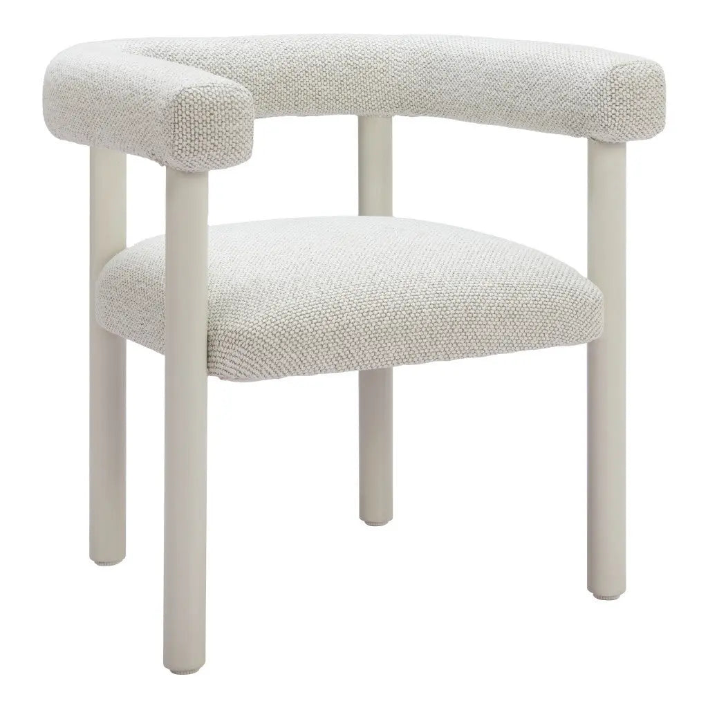 Set of Two White Upholstered And Aluminum Open Back Dining Arm Chairs Homeroots