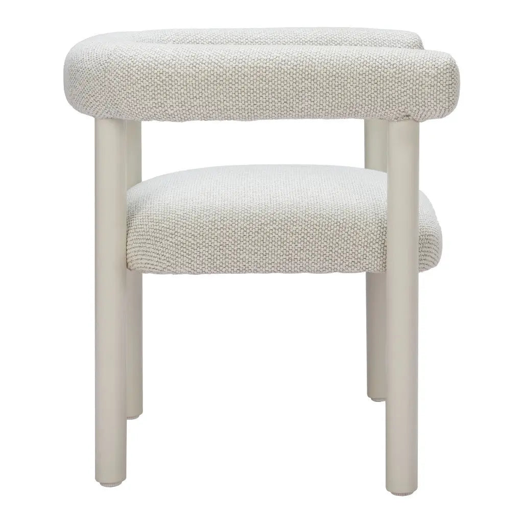 Set of Two White Upholstered And Aluminum Open Back Dining Arm Chairs Homeroots