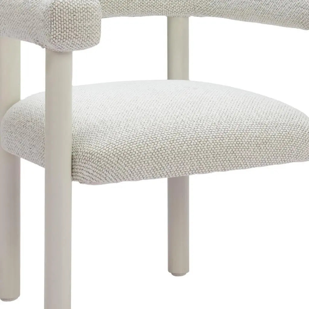 Set of Two White Upholstered And Aluminum Open Back Dining Arm Chairs Homeroots