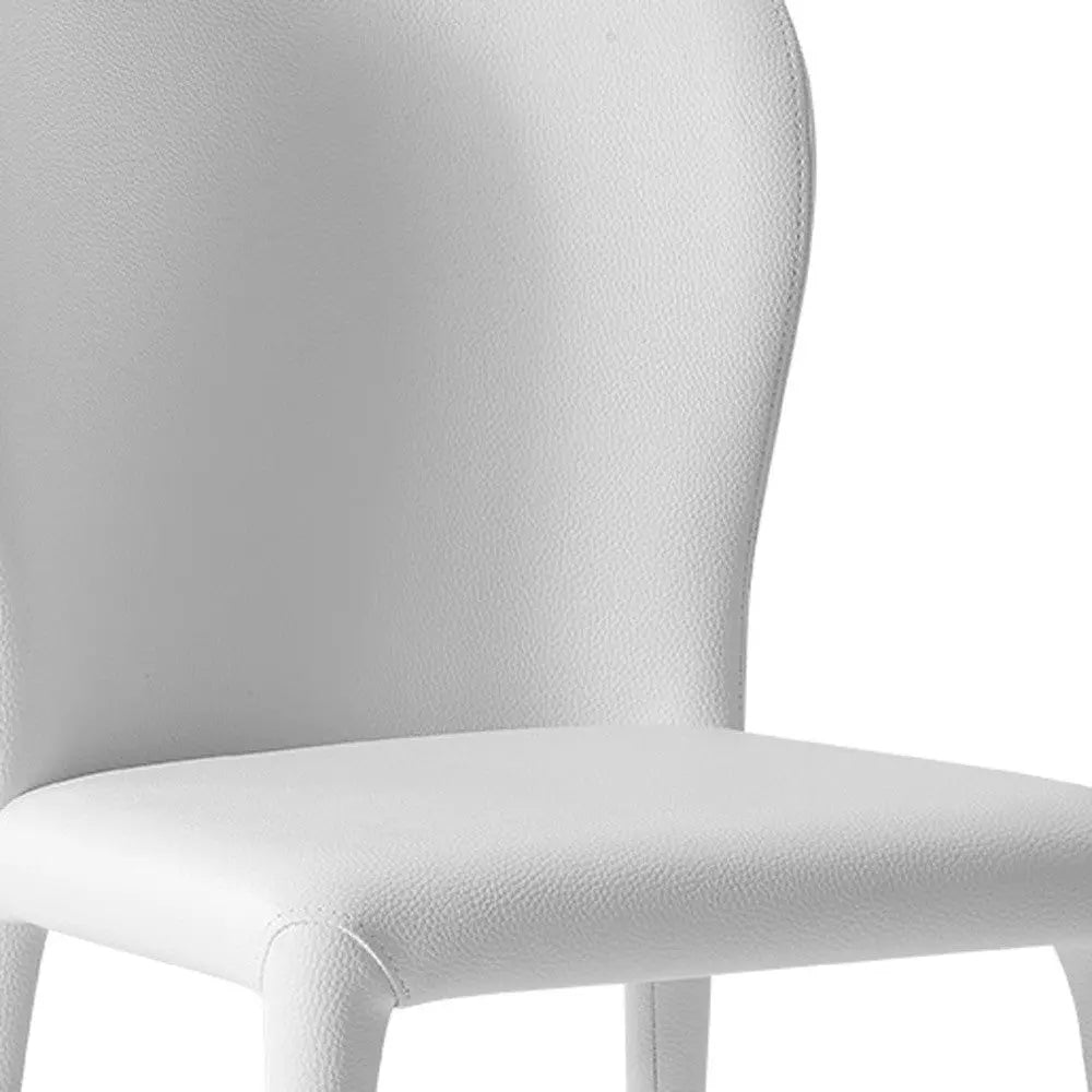 Set of Two White Upholstered Faux Leather Dining Side Chairs Homeroots Kitchen & Dining