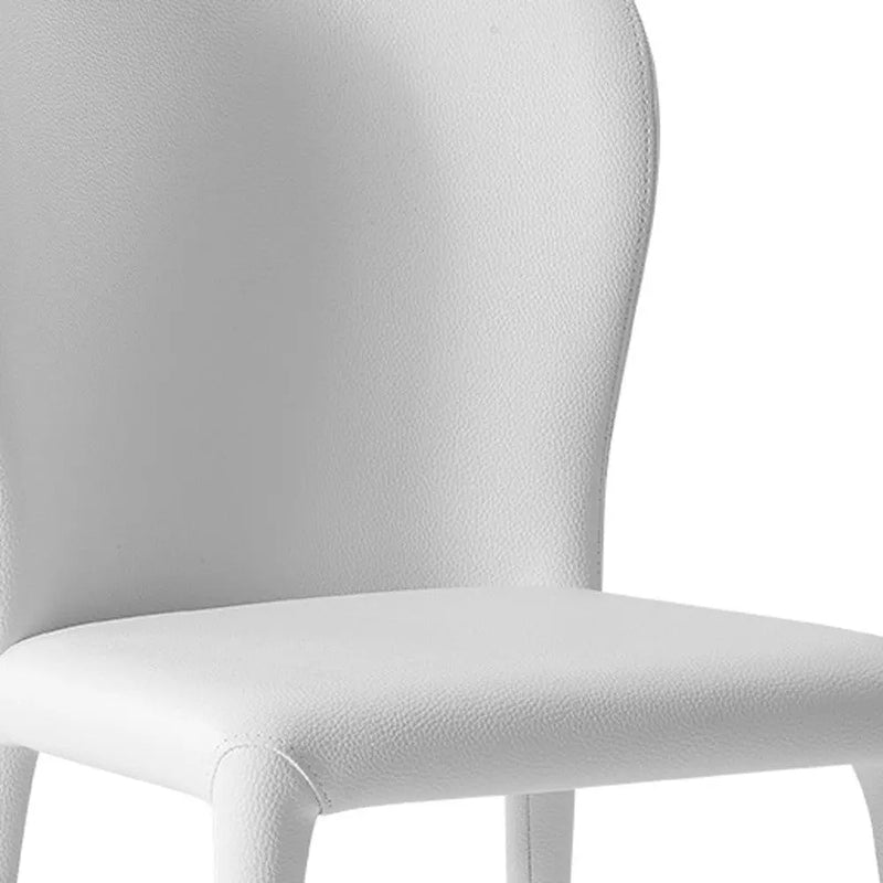 Set of Two White Upholstered Faux Leather Dining Side Chairs Homeroots Kitchen & Dining