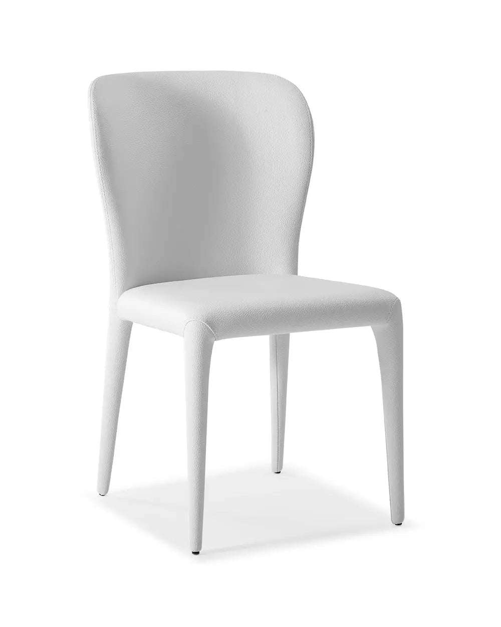 Set of Two White Upholstered Faux Leather Dining Side Chairs Homeroots Kitchen & Dining