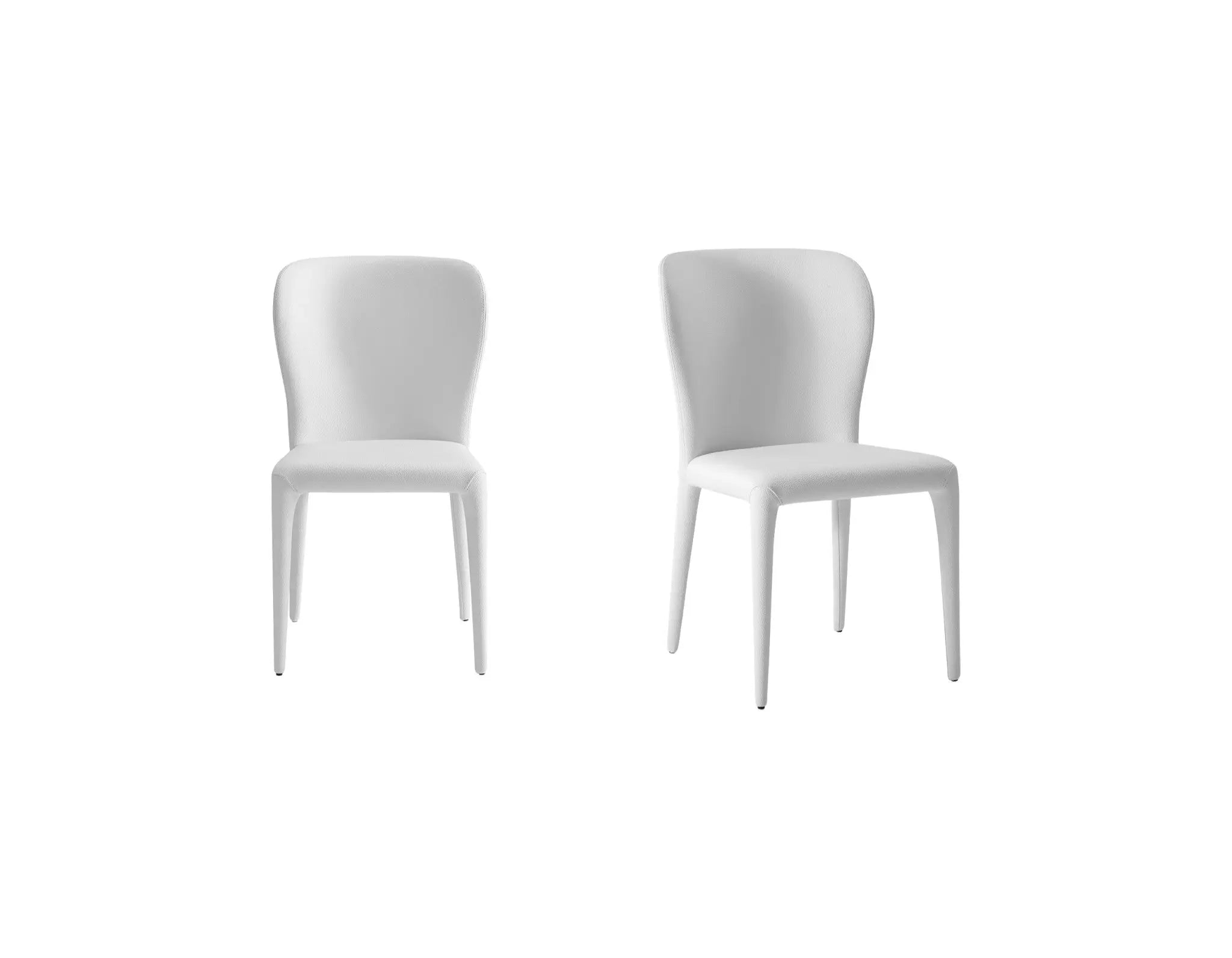 Set of Two White Upholstered Faux Leather Dining Side Chairs Homeroots Kitchen & Dining