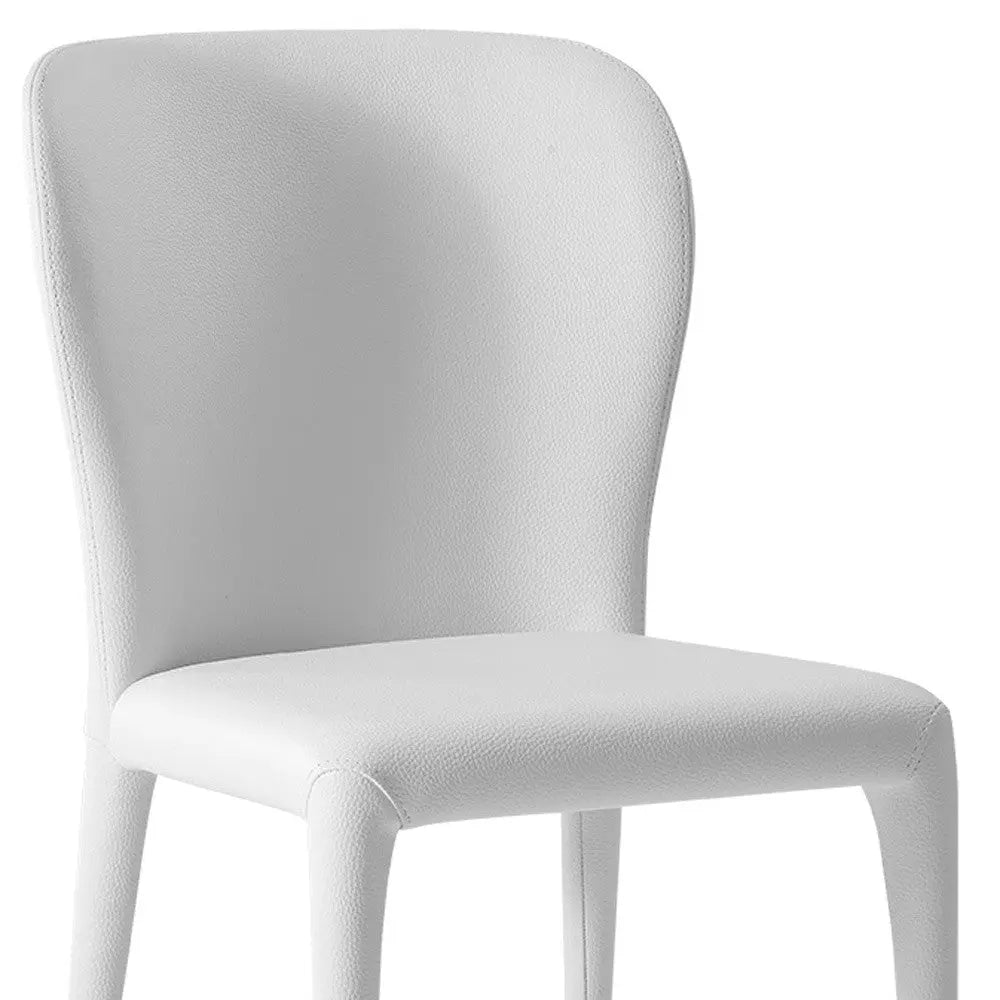 Set of Two White Upholstered Faux Leather Dining Side Chairs Homeroots Kitchen & Dining