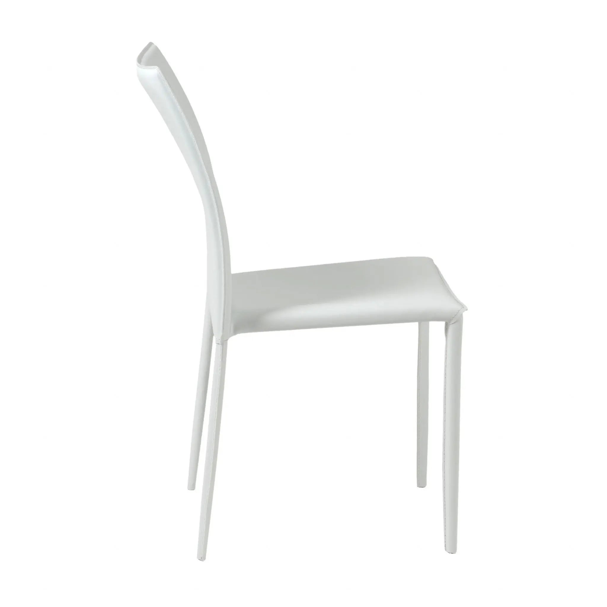 Set of Two White Upholstered Leather Dining Side Chairs Homeroots Kitchen & Dining