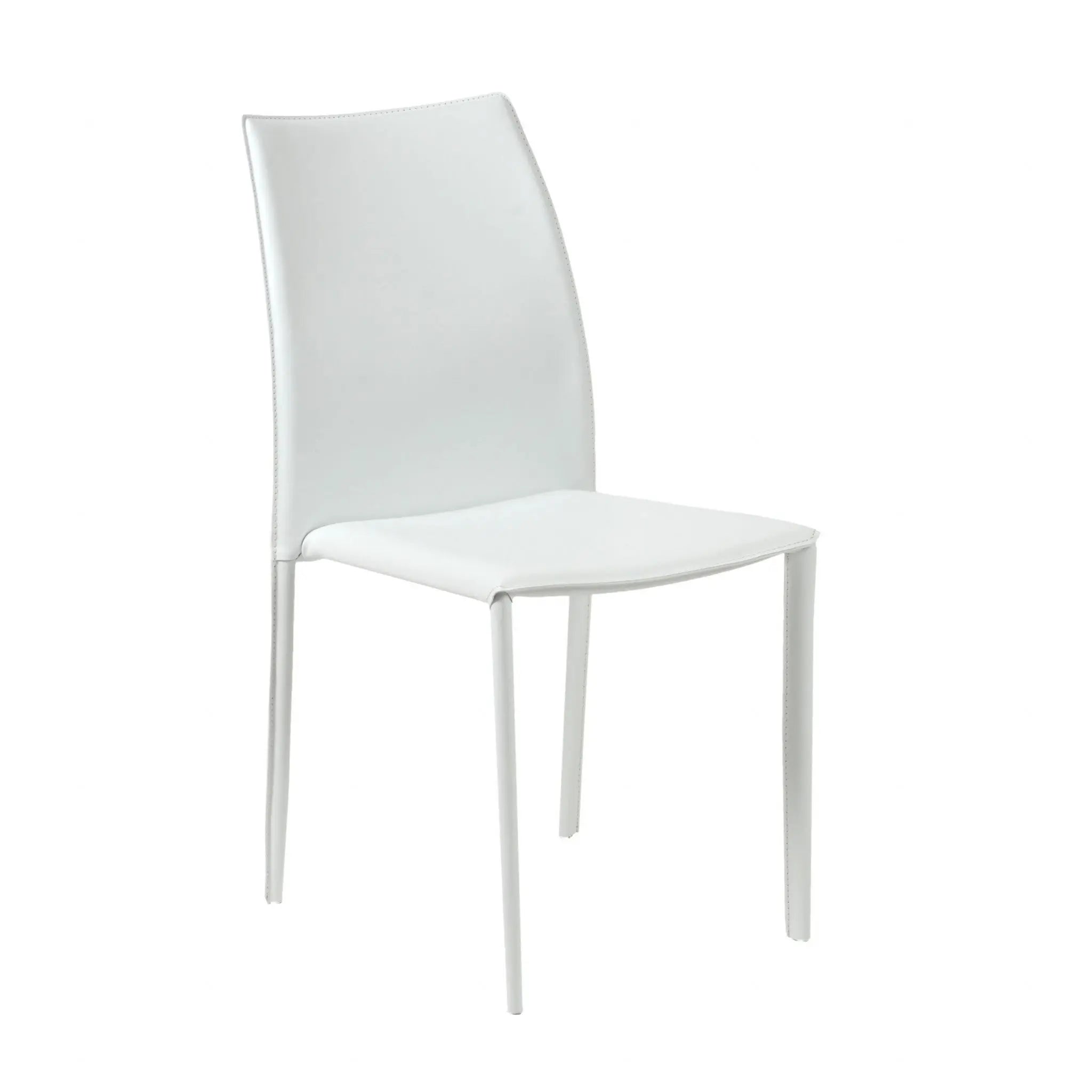 Set of Two White Upholstered Leather Dining Side Chairs Homeroots Kitchen & Dining
