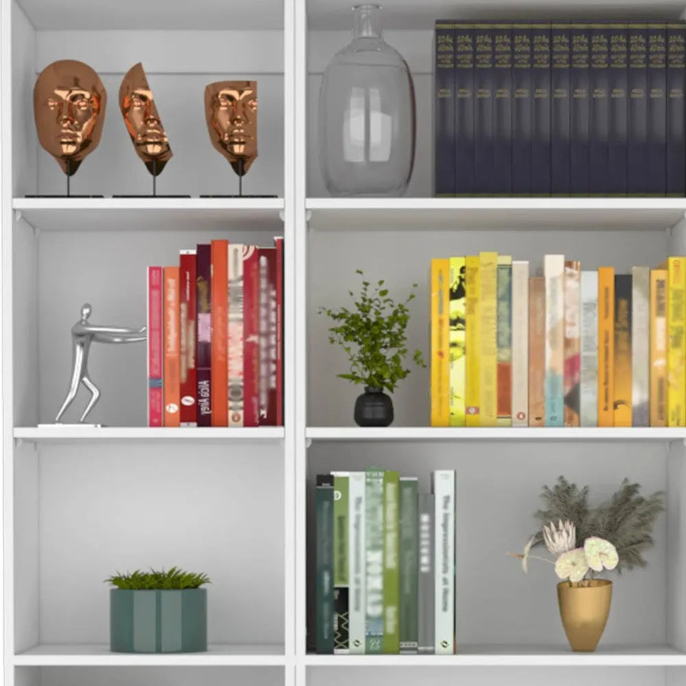 Set of Two White Wood Five Tier Modular Bookcase Homeroots Office