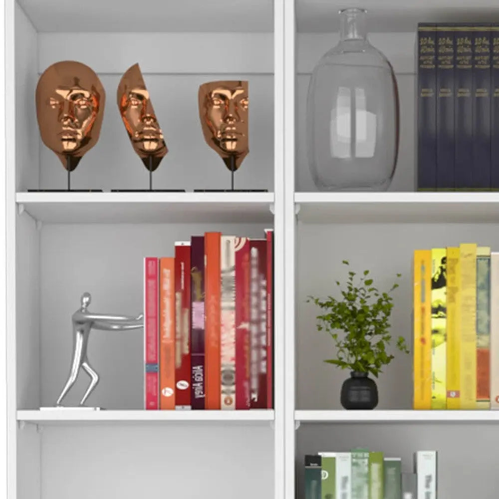 Set of Two White Wood Five Tier Modular Bookcase Homeroots Office