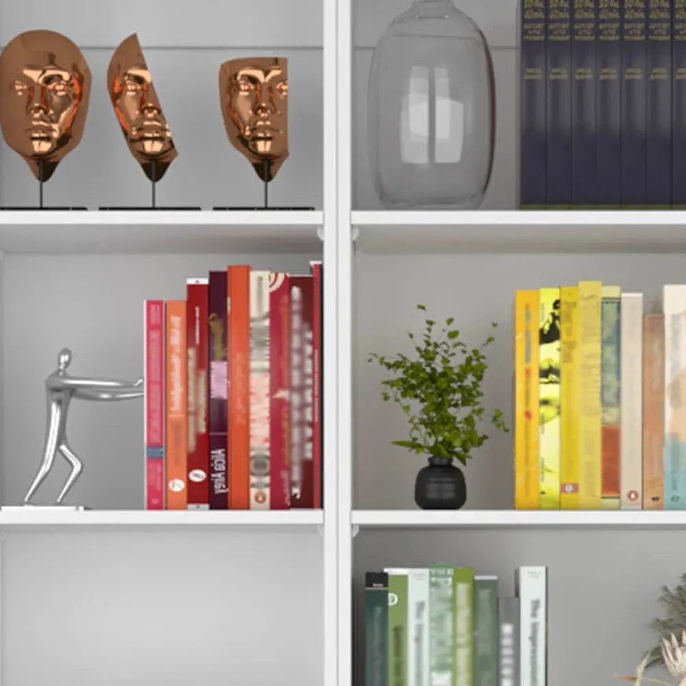 Set of Two White Wood Five Tier Modular Bookcase Homeroots Office