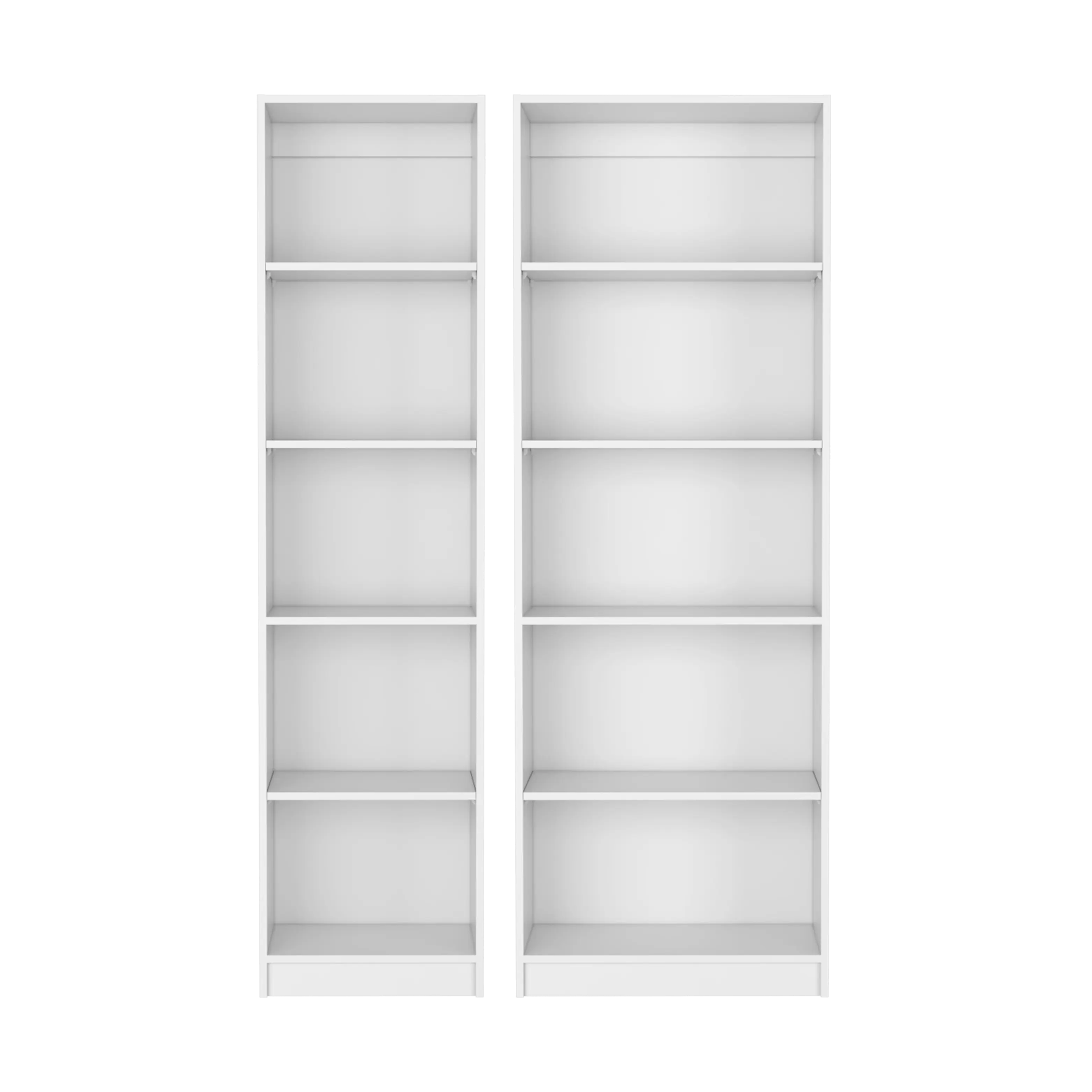 Set of Two White Wood Five Tier Modular Bookcase Homeroots Office