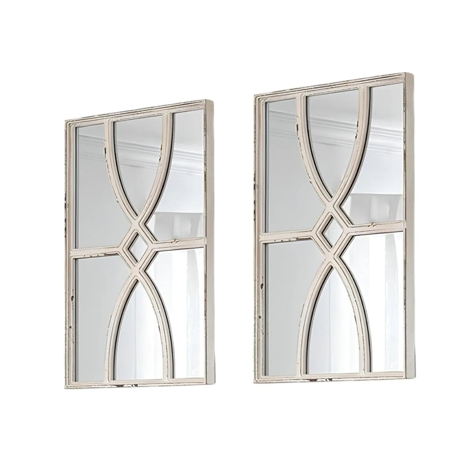 Set of Two White Wood Framed Accent Mirror Homeroots Bed & Bath