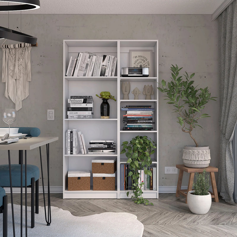 Set of Two White Wood Nine Tier Modular Bookcase Homeroots Office