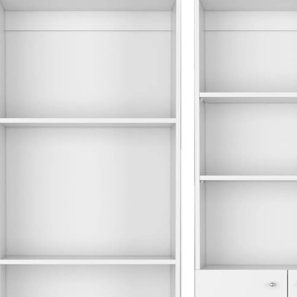Set of Two White Wood Seven Tier Modular Bookcase with Two Doors Homeroots Office