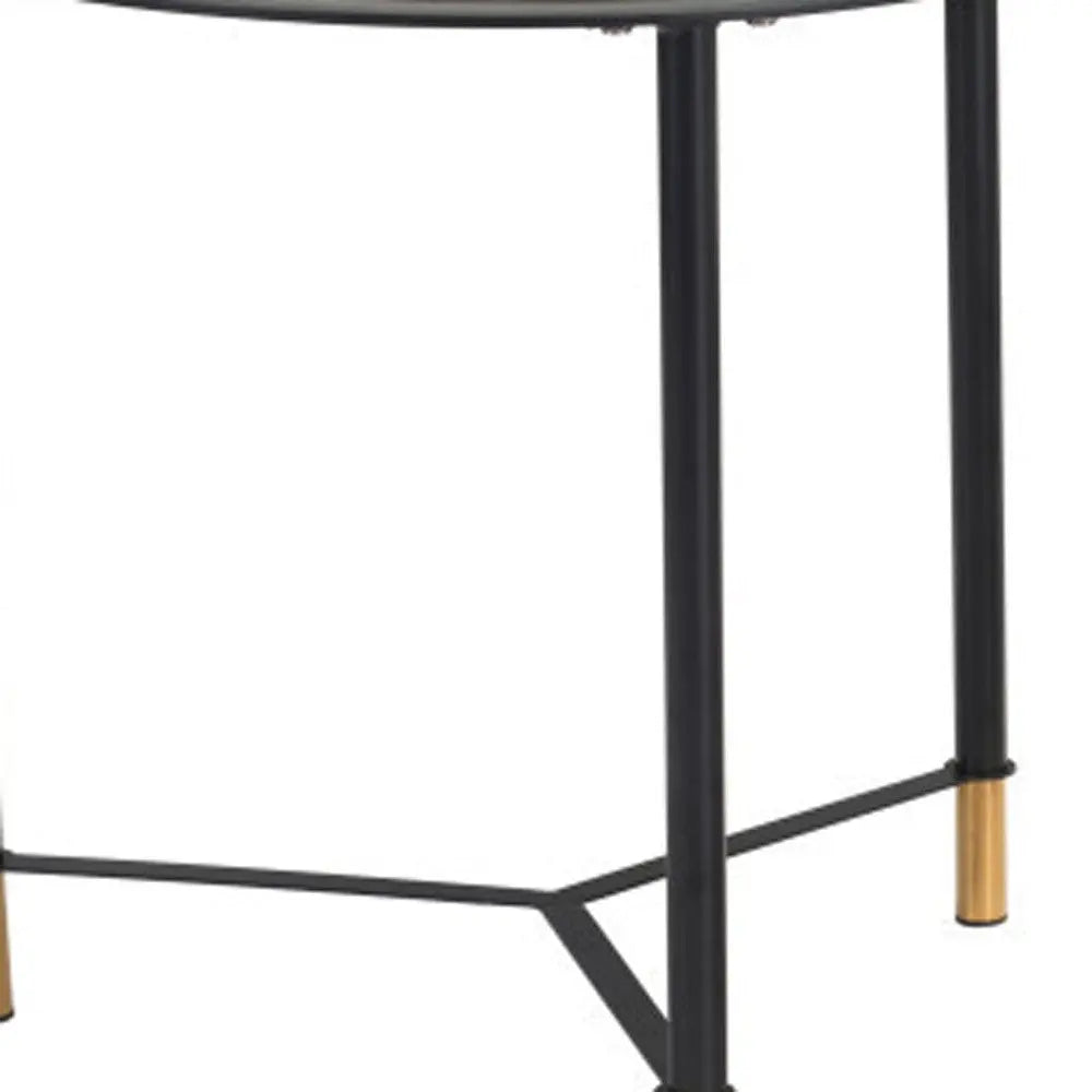 Set of Two White and Black Faux Marble And Glass And Steel Round Bunching Coffee Tables Homeroots Living Room