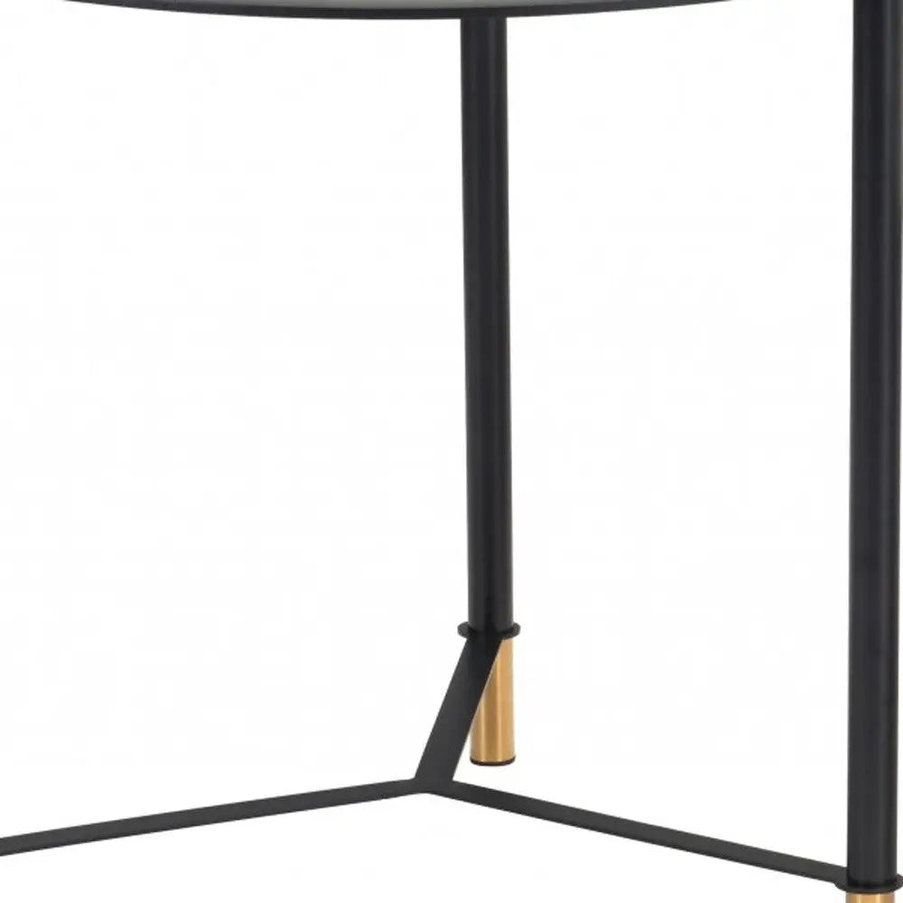 Set of Two White and Black Faux Marble And Glass And Steel Round Bunching Coffee Tables Homeroots Living Room