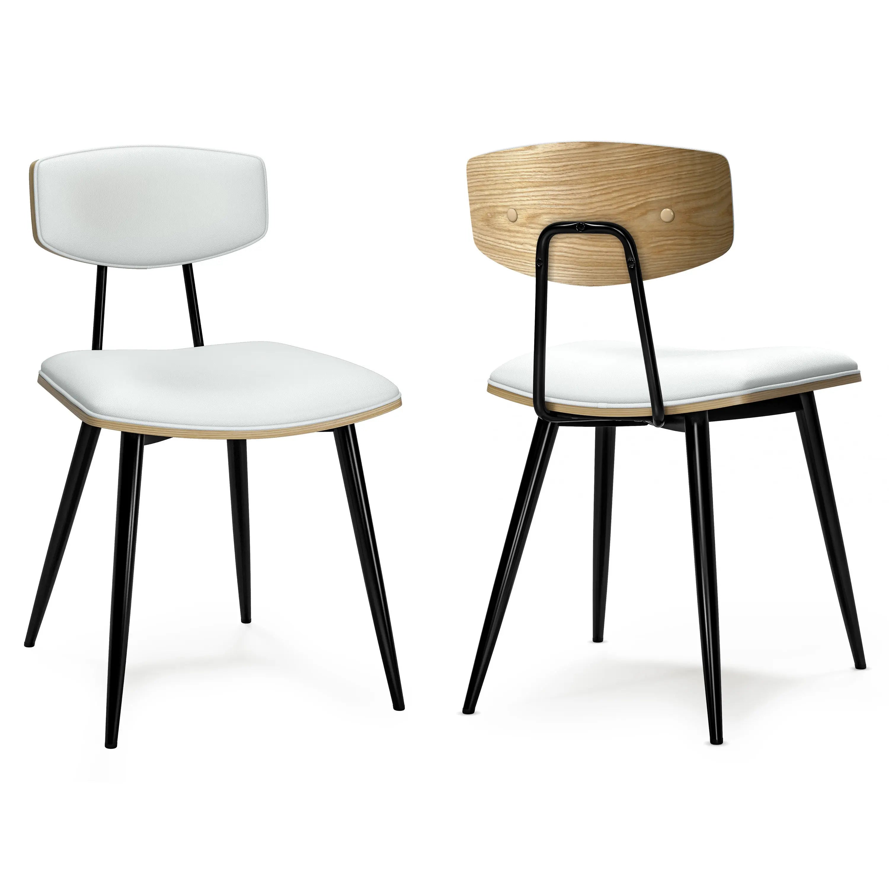 Set of Two White and Black Solid Wood Dining Parsons Chairs Homeroots Kitchen & Dining