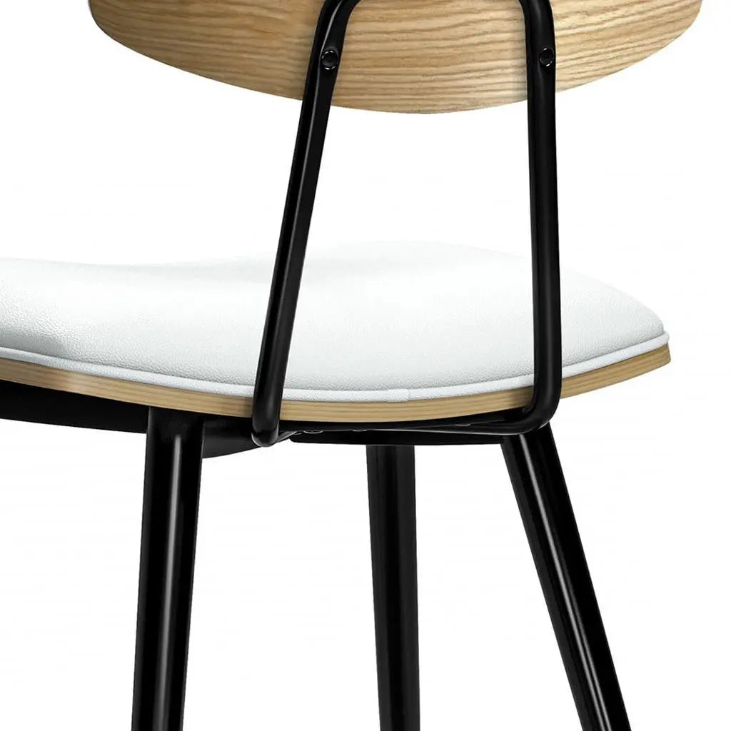 Set of Two White and Black Solid Wood Dining Parsons Chairs Homeroots Kitchen & Dining