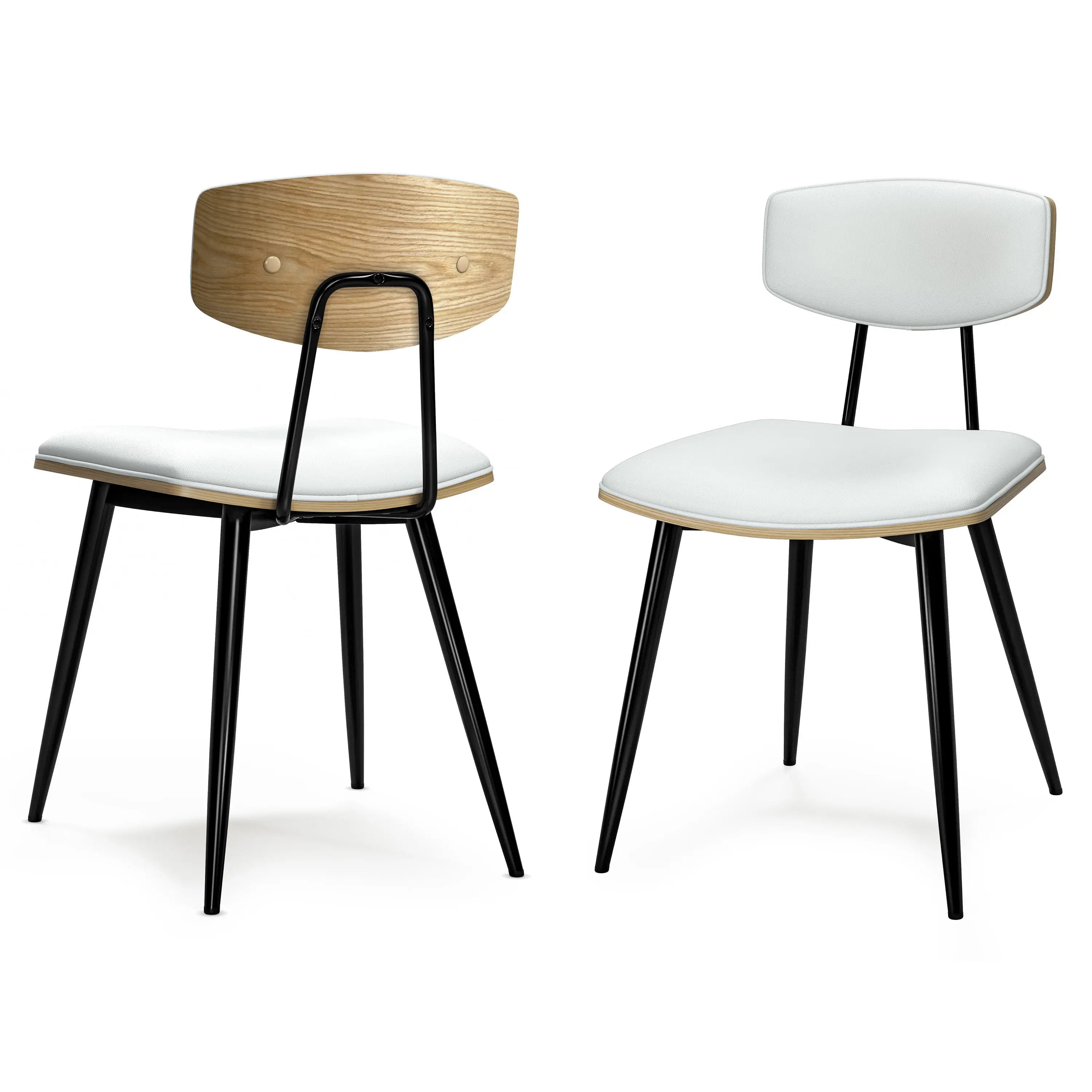 Set of Two White and Black Solid Wood Dining Parsons Chairs Homeroots Kitchen & Dining