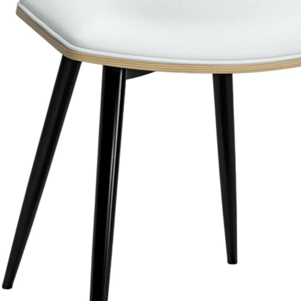 Set of Two White and Black Solid Wood Dining Parsons Chairs Homeroots Kitchen & Dining