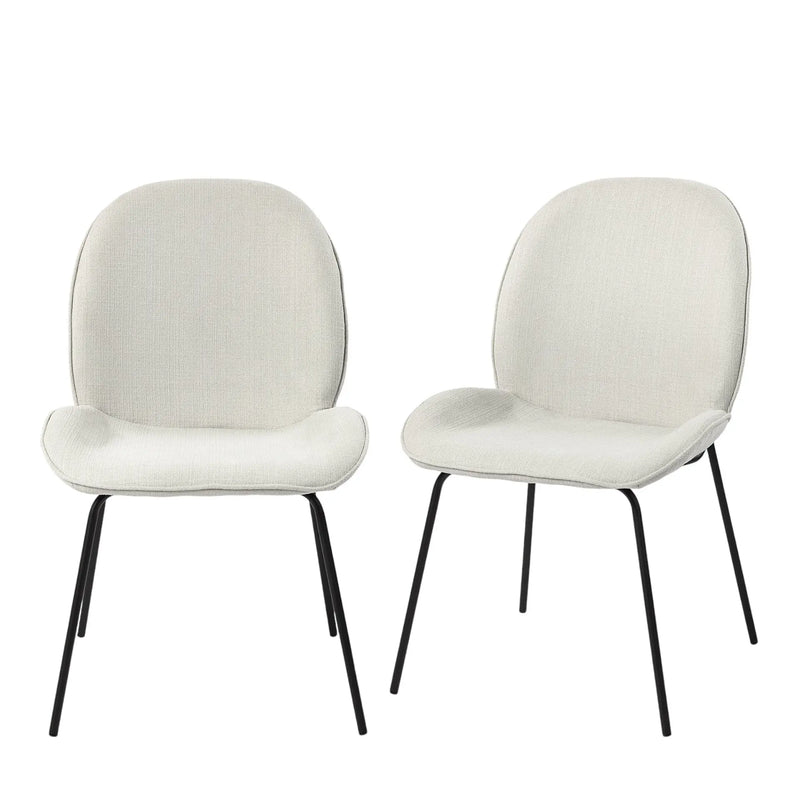 Set of Two White and Black Upholstered Fabric Dining Side Chairs Homeroots Kitchen & Dining