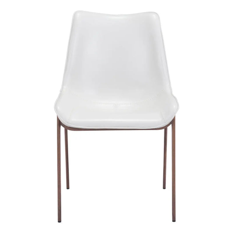 Set of Two White and Brown Upholstered Faux Leather Dining Side Chairs Homeroots Kitchen & Dining