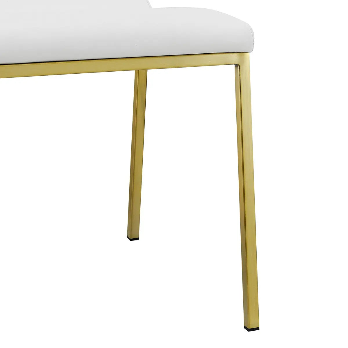 Set of Two White and Gold Upholstered Leather Dining Side Chairs Homeroots Kitchen & Dining