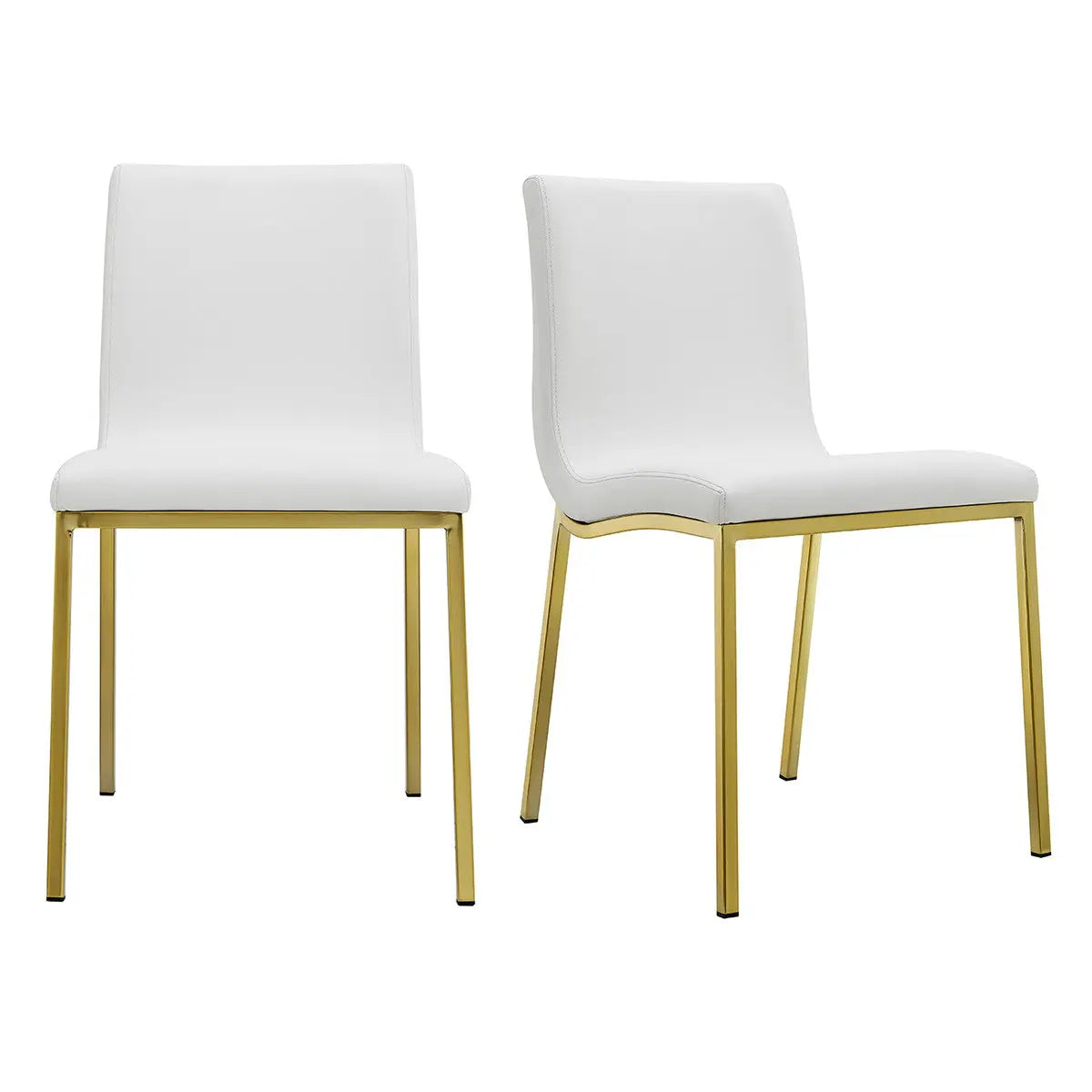 Set of Two White and Gold Upholstered Leather Dining Side Chairs Homeroots Kitchen & Dining