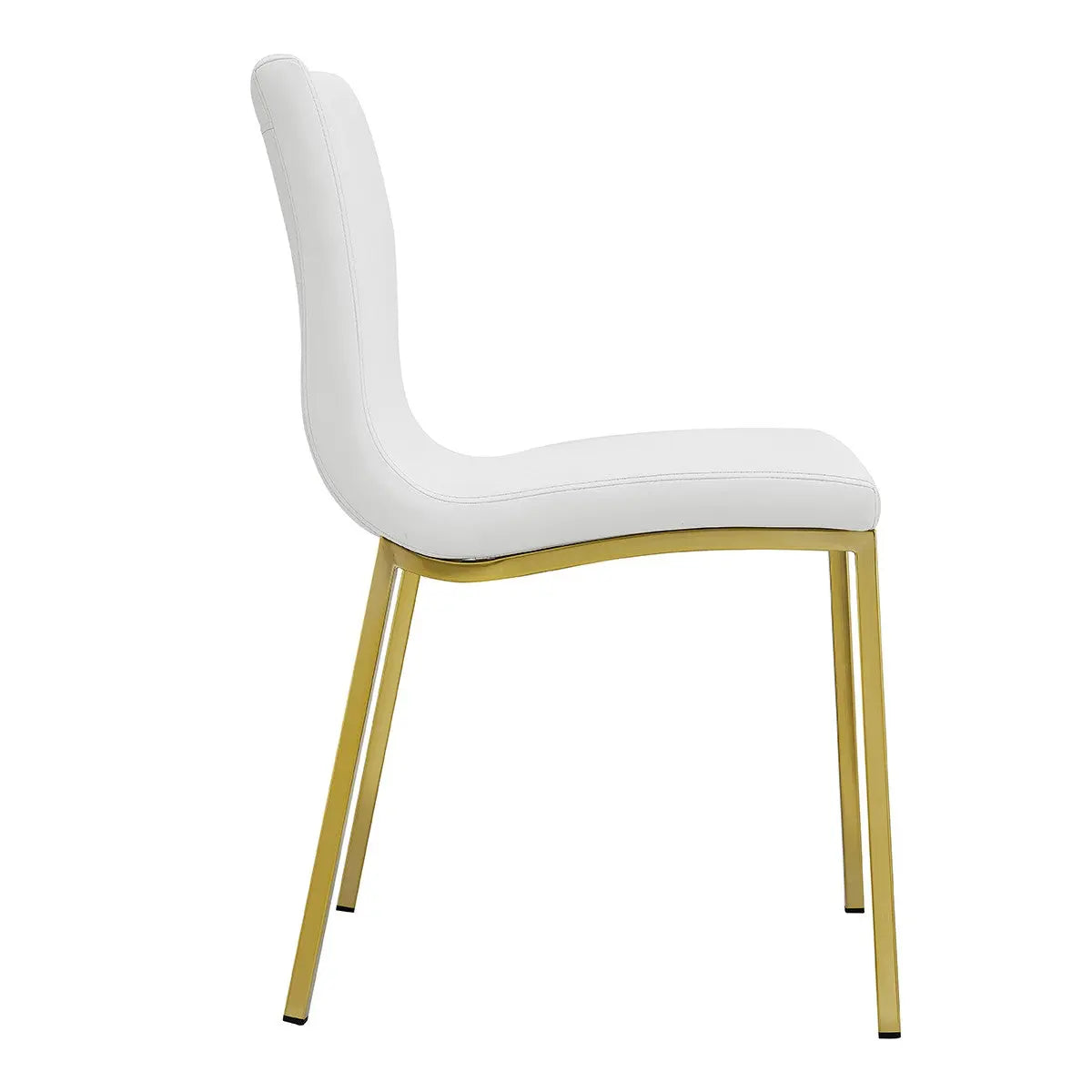 Set of Two White and Gold Upholstered Leather Dining Side Chairs Homeroots Kitchen & Dining