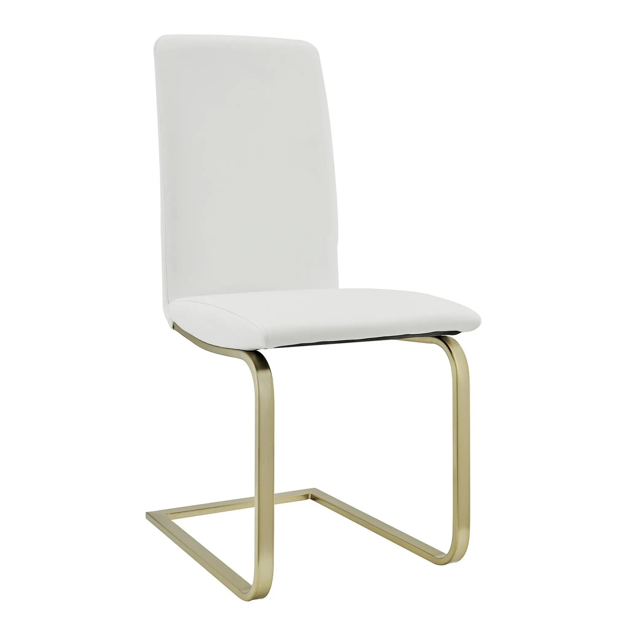 Set of Two White and Gold Upholstered Leather Dining Side Chairs Homeroots Kitchen & Dining