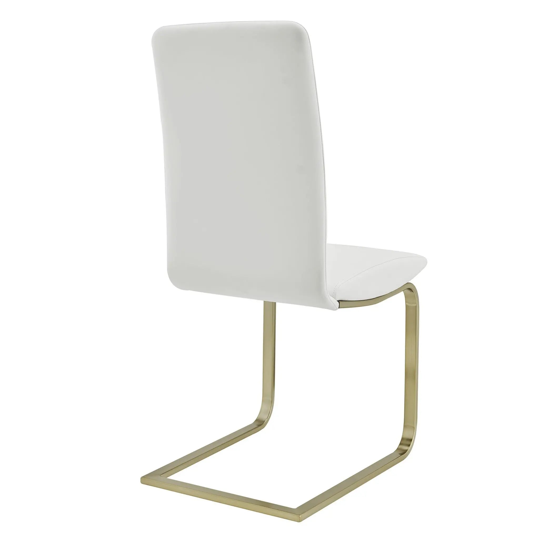 Set of Two White and Gold Upholstered Leather Dining Side Chairs Homeroots Kitchen & Dining
