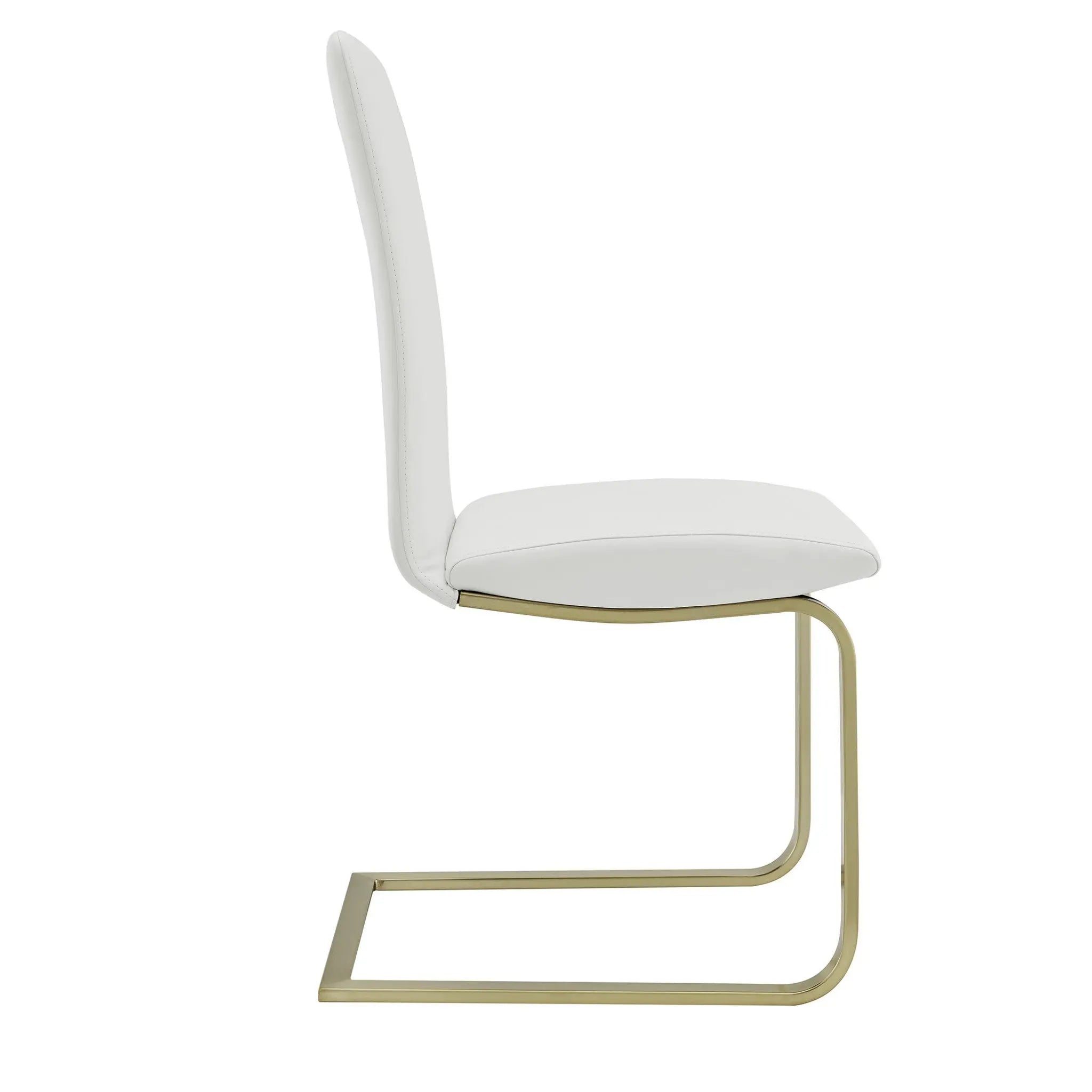 Set of Two White and Gold Upholstered Leather Dining Side Chairs Homeroots Kitchen & Dining