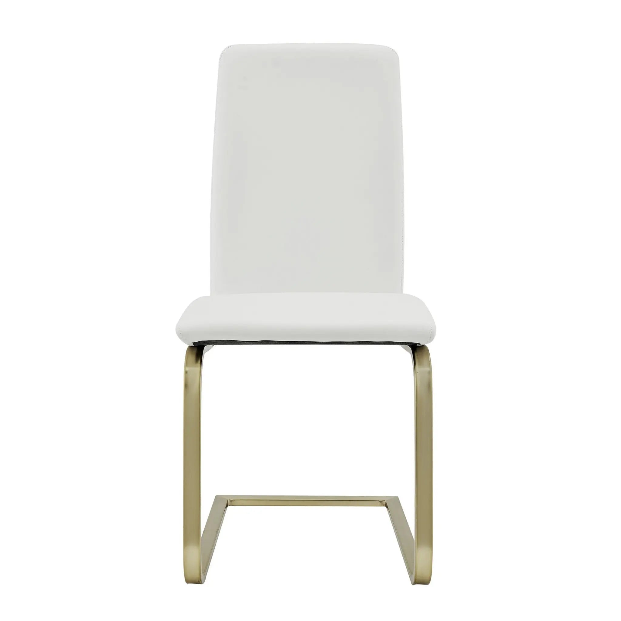 Set of Two White and Gold Upholstered Leather Dining Side Chairs Homeroots Kitchen & Dining