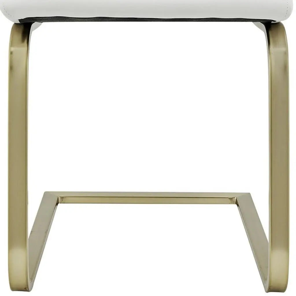 Set of Two White and Gold Upholstered Leather Dining Side Chairs Homeroots Kitchen & Dining